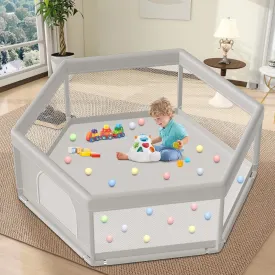 Large Baby Playpen 65x65 Inch, Play Pens for Babies and Toddlers Hexagonal Type Baby Play Yards for Indoor & Outdoor with Breathable Mesh Anti-Fall