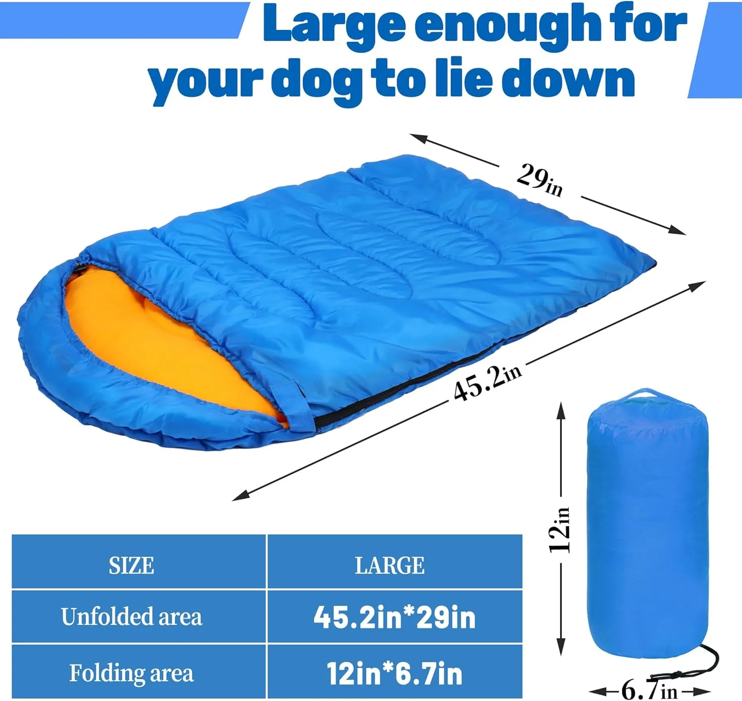 Lifeunion Dog Sleeping Bag with Storage Bag Waterproof Warm Packable Dog Bed for Travel Camping Hiking Backpacking (Blue)