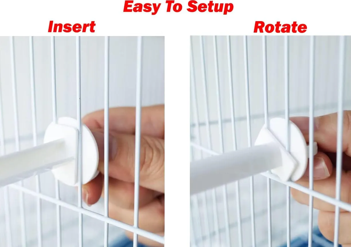 Lot of 4 Bird Parrot Cage Universal Heavy Duty Plastic Stand Perches Holders (8-Inch, White)