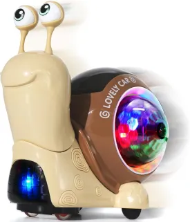 Luminous Crawling Snail Toy for Baby Walking Toddler 1-3 4 5 6 Years, Auto Obstacle Avoidance, Projection Light Music Interactive Sensory Toy for Kids Funny Gift