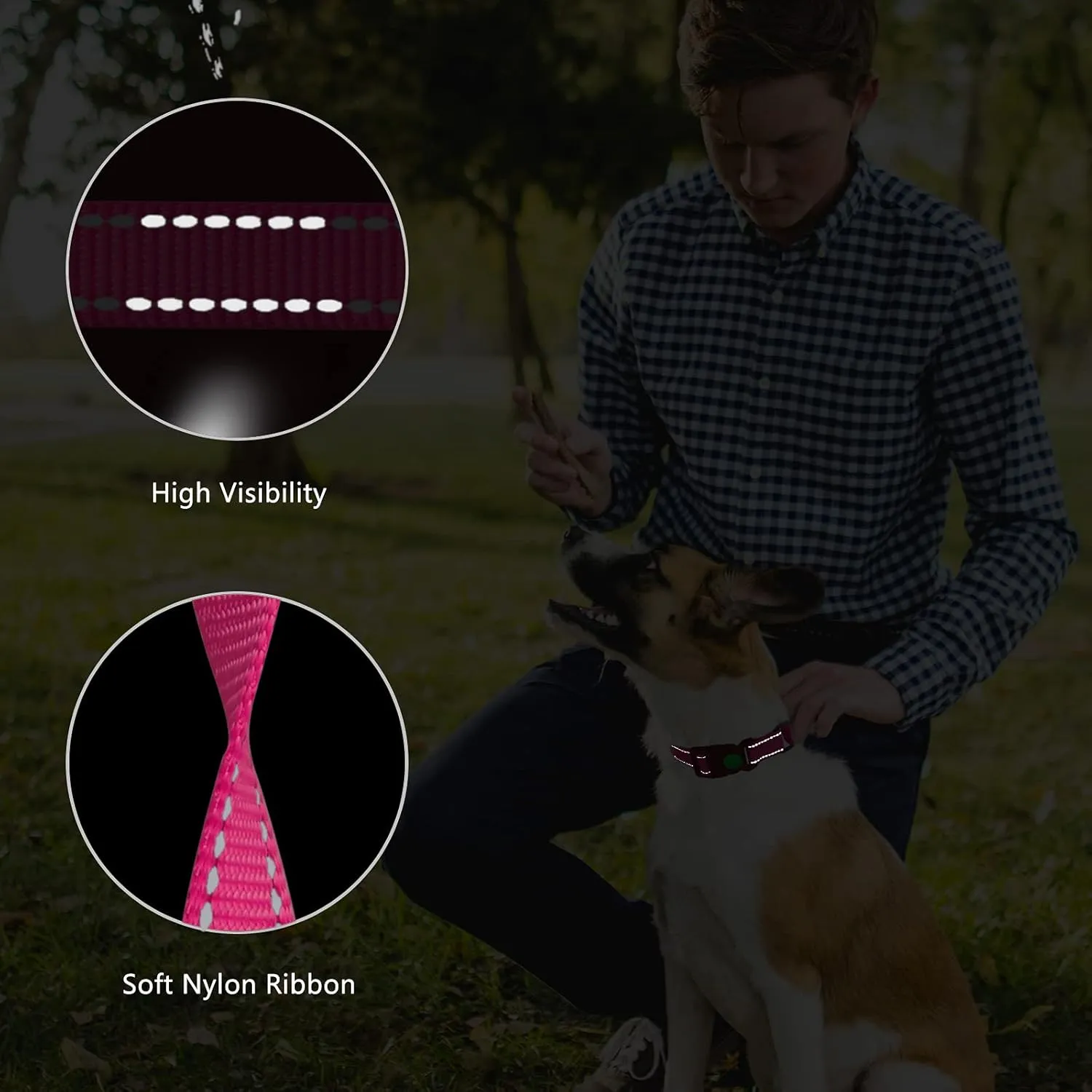 Martingale Dog Collar and Leash Set Martingale Collars for Dogs Reflective Martingale Collar for Small Medium Large Dogs(Hot Pink&L)