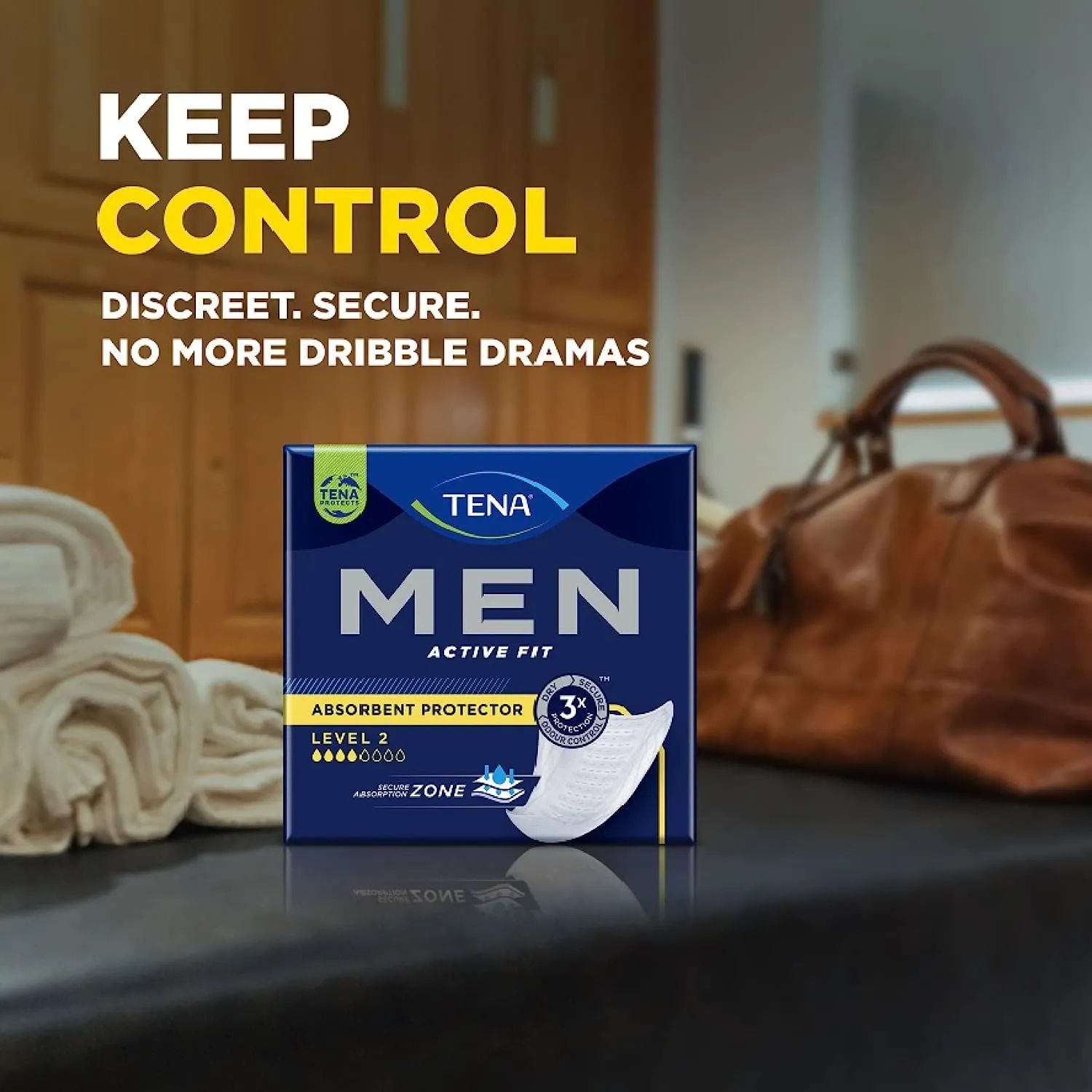 Men's Active Fit Level 2 Absorbent Protector Incontinence Pads 60 Packs (6x10)
