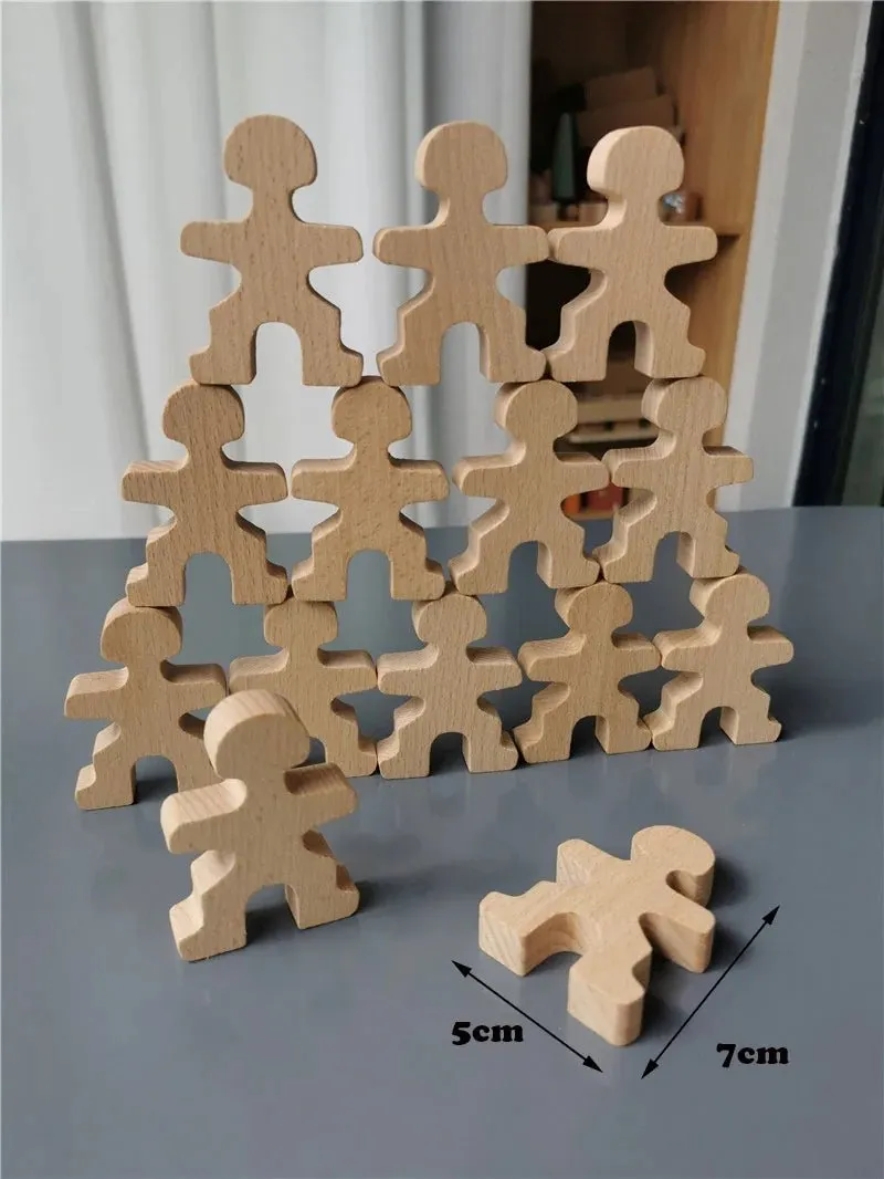 Montessori Rainbow Wooden Toys: Stacking People Blocks