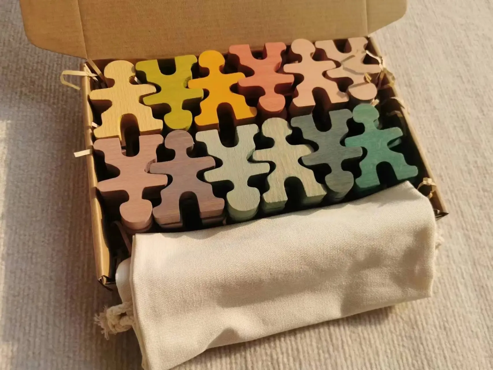 Montessori Rainbow Wooden Toys: Stacking People Blocks
