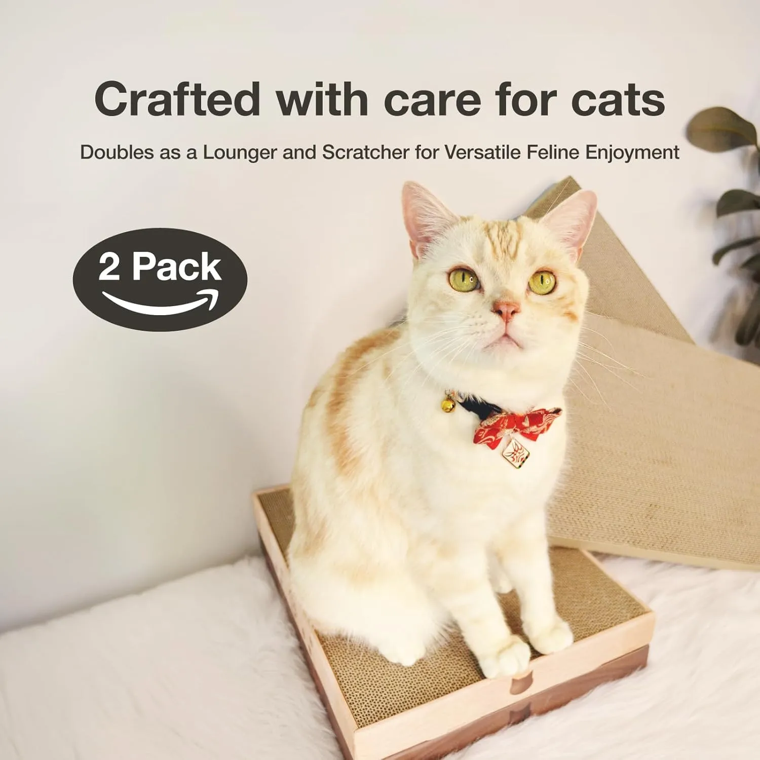 Necoichi Cardboard Cat Scratcher Bed for Indoor Cats - Cat Scratching Board (16" Wide, c. Replacement 2 Pads)