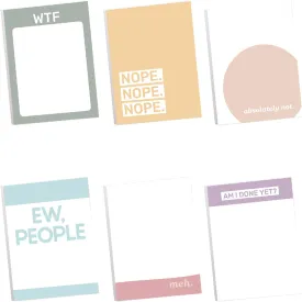 Not Today Funny Sticky Note Assortment / 3" x 4" Repositionable Sticky Note Set/Set of 6 Hilarious Office Pads/Made in The USA