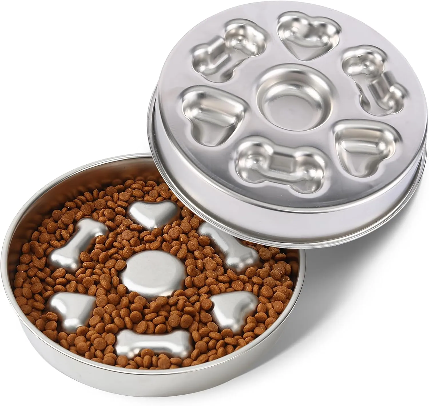 OneNine Slow Feeder Dog Bowls, Non Slip Stainless Steel Slow Feeder BowlFood Grade 304 Stainless Steel Dog Bowls, Available on Both Sides Slow Feeding Dog Bowl for Small Medium Large Dogs