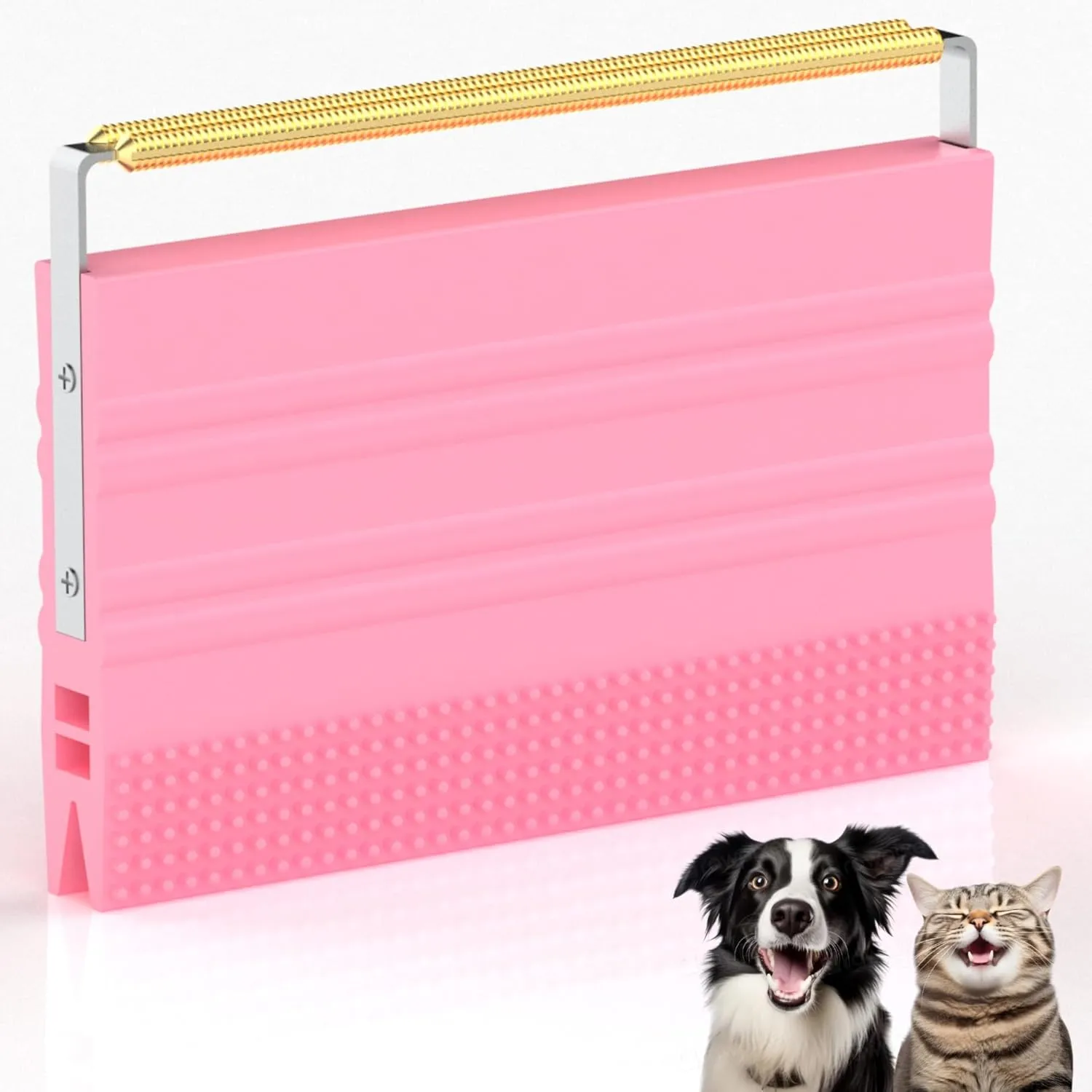 Pet Hair Remover for Car  2-in-1 Reusable Scraper & Lint Brush for Dog and Cat Fur, Portable Hair Removal Tool for Auto Detailing, Clothes, Furniture, Carpets & Fabric Pink