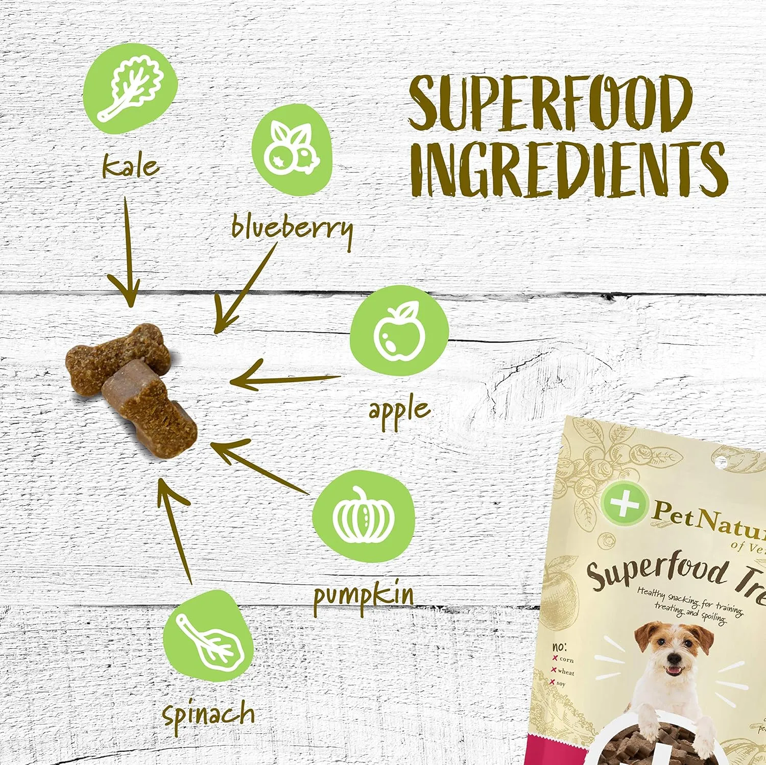 Pet Naturals Superfood Dog Treats with Blueberry and Kale - No Corn, Wheat or Artificial Ingredients - Healthy Snacks for Good Behavior and Training - Chicken Flavor, 100 Chews (Pack of 1)
