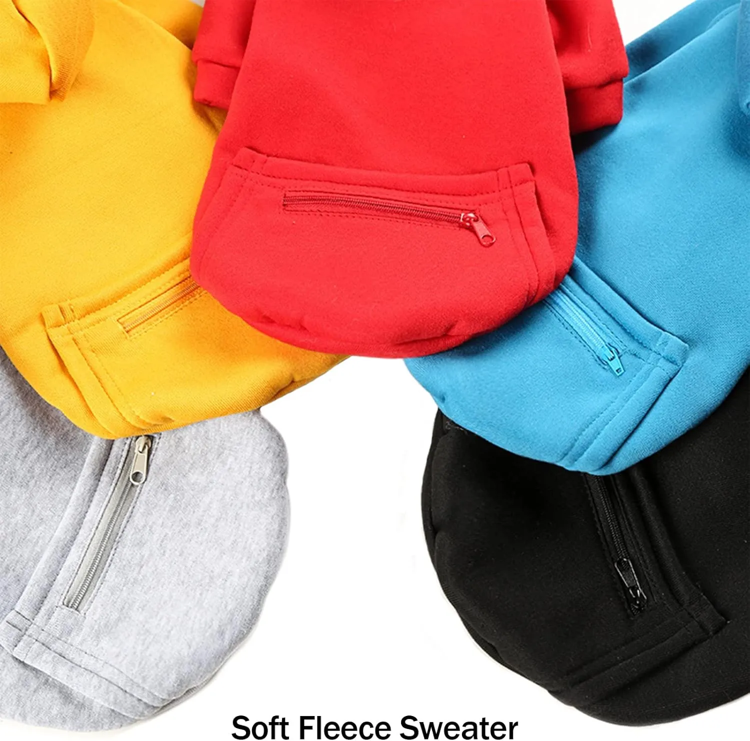 PETCARE Small Dog Sweater Hoodies Pet Red Hooded Soft Fleece Sweatshirts with Pocket Fall Winter Puppy Cat Sweaters Warm Clothes for Small Dogs Shih Tzu Yorkies French Bulldog Outfits Costume