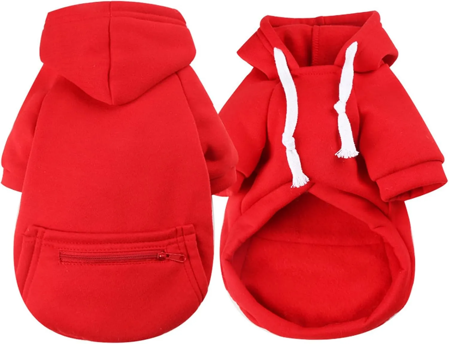 PETCARE Small Dog Sweater Hoodies Pet Red Hooded Soft Fleece Sweatshirts with Pocket Fall Winter Puppy Cat Sweaters Warm Clothes for Small Dogs Shih Tzu Yorkies French Bulldog Outfits Costume