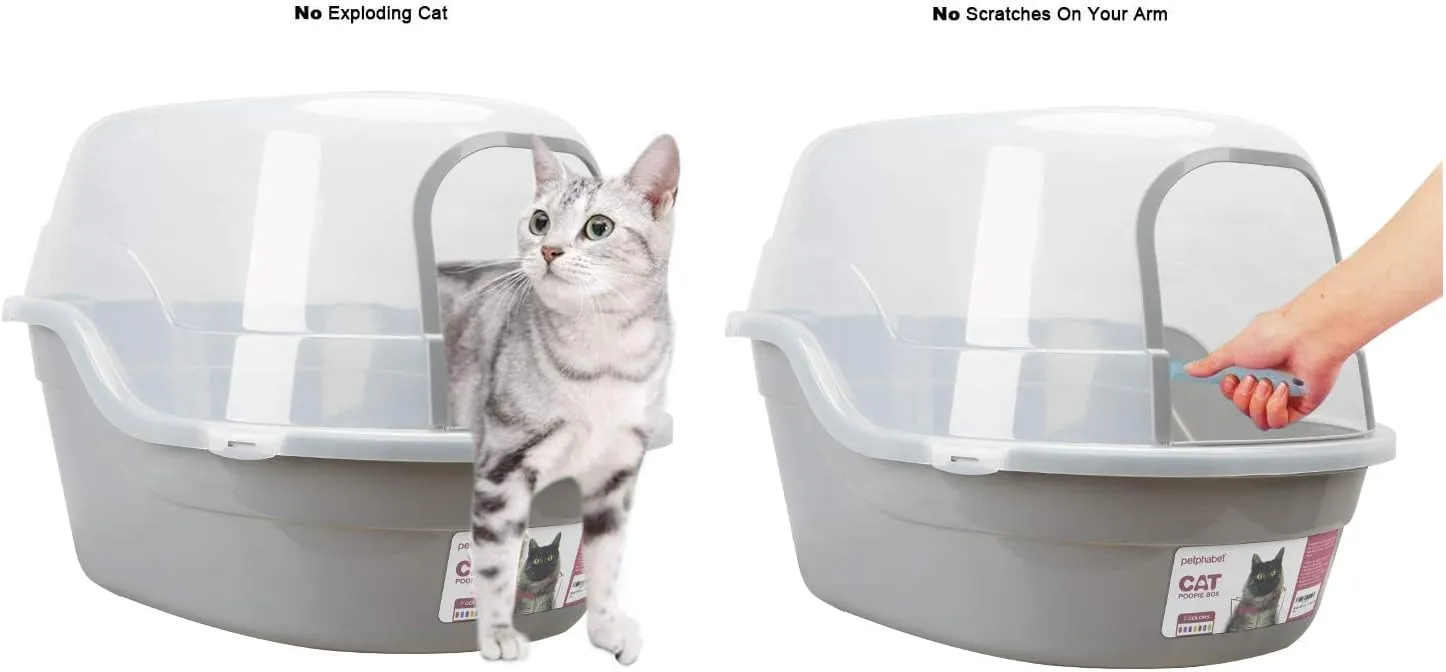 Petphabet Jumbo Hooded Cat Litter Box, Extra Large Gray