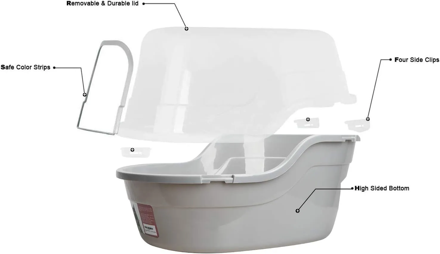 Petphabet Jumbo Hooded Cat Litter Box, Extra Large Gray
