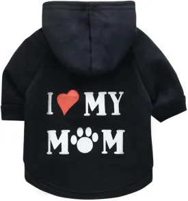 Pet's Hoodie Coat Love My Mom Printed Shirts Warm Sweater Outdoor Hooded Sweatshirt Dogs Clothes