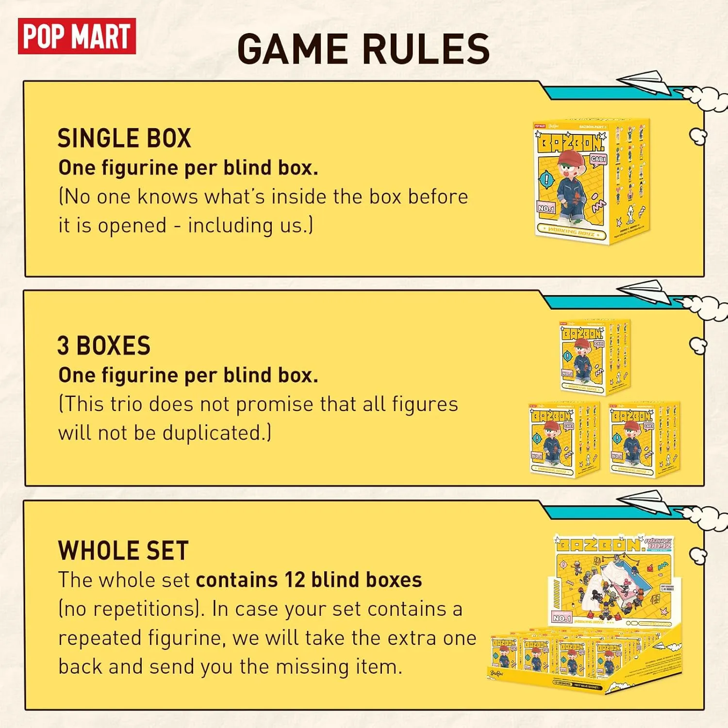 POP MART BAZBON Working Boyz Blind Box Figures, Random Design Box Toys for Modern Home Decor, Collectible Toy Set for Desk Accessories, 12PC