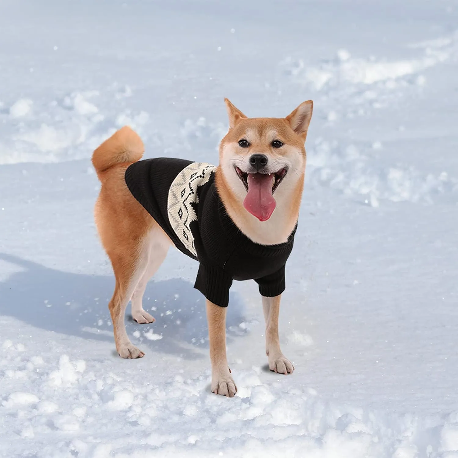 Queenmore Warm Dog Sweater, Soft Pet Knitwear, Knitted Pullover, Winter Pet Clothes for Small Medium Dogs Cats Green