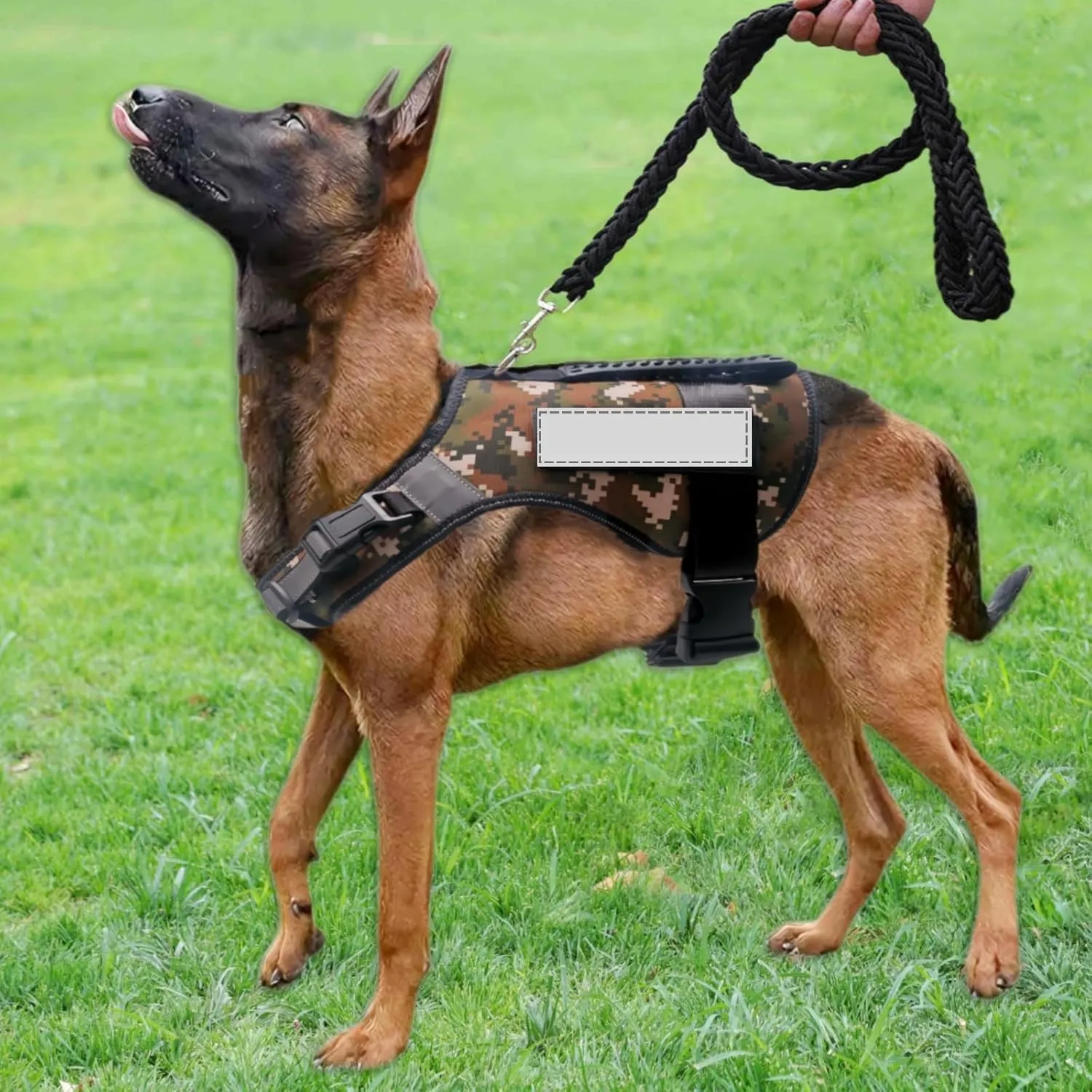 Reflective Tactical Dog Harness for Large Dogs, No Pull Heavy Duty Dog Vest Harness with Handle, Adjustable Removable Service Harnesses for Dogs, Camouflage, L