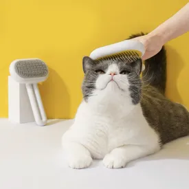 Self-Cleaning Yellow Pet Grooming One-Click Hair Brush