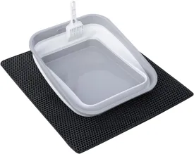 Senior Cat Litter Box with Mat, Low Entry for Arthritic Cat, Handicap Disabled Cats, Sick Frail Cats, Older Feeble