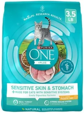 Sensitive Skin & Stomach, Dry Cat Food, Turkey, 3.5 Lb Bag, Real Turkey is The #1 Ingredient, Omega-6 Fatty Acids, with 34 Percent Protein