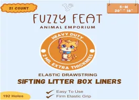 Sifting Cat Litter Box Liners with elastic drawstring. Tear-resistant, waterproof cat litter bags, fits small to medium boxes (30"  16", 2 Mil Extra thick)