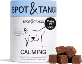 Spot & Tango Calming Supplements for Dogs - Vet-Approved for Anxiety and Stress Relief - L-Theanine, Passionflower, Ashwagandha, Chamomile - Flavored with Real Pineapple, 56 Count