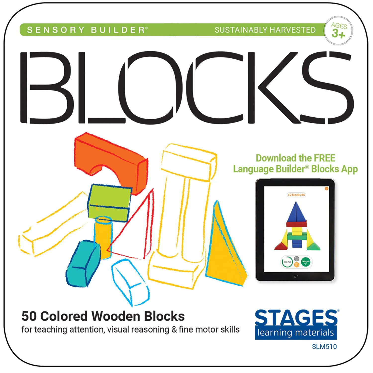 Stages Learning Materials Sensory Builder Blocks - 50 Piece Set