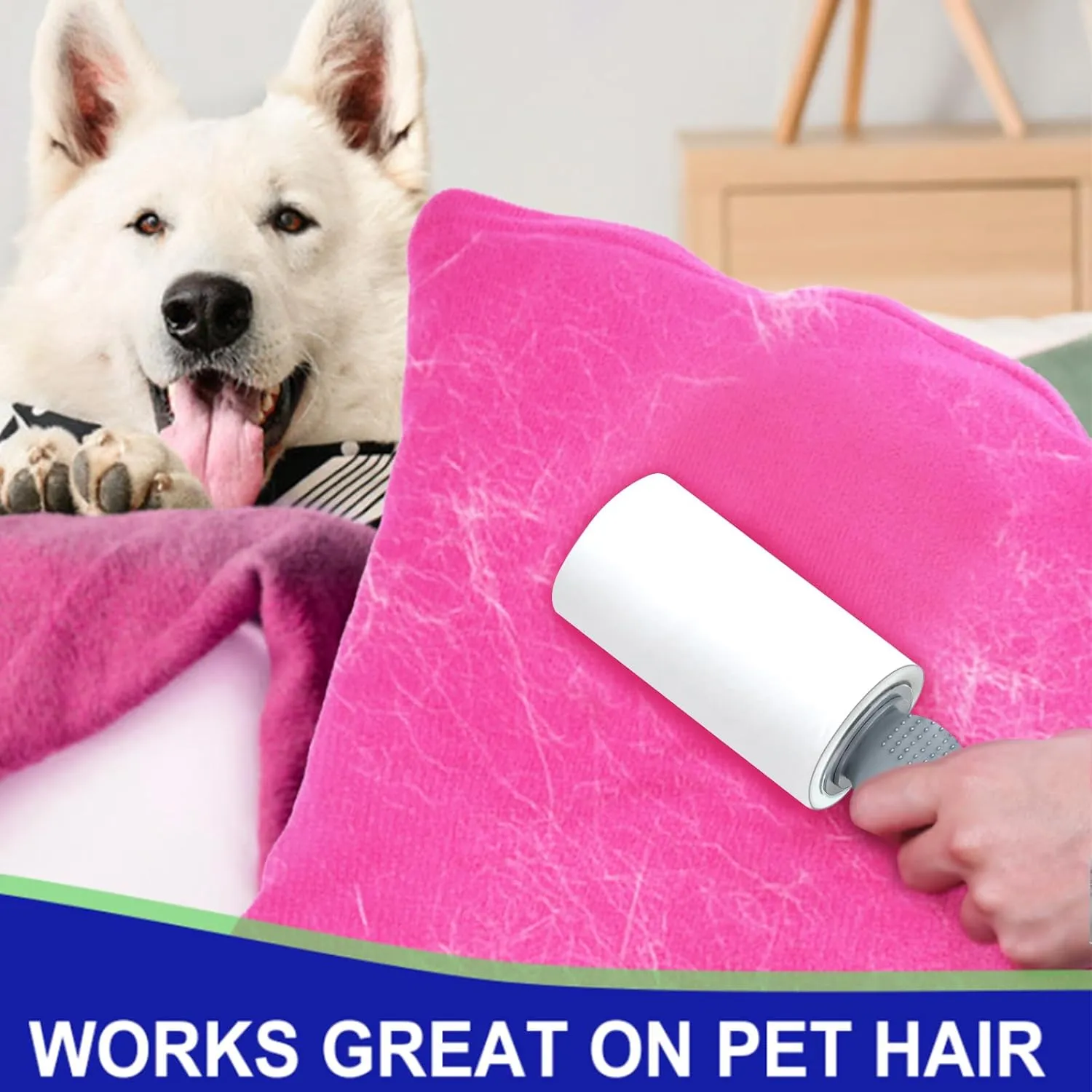 Sticky Lint Roller for Pet Hair: Lint Remover for Dog Cat Hair Mega Value Set 540 Sheets 2 Handles 6 Rollers Fur Removal for Clothes Couch Furniture