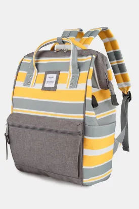 Striped Waterproof Nylon Backpack Bag with Side Pockets