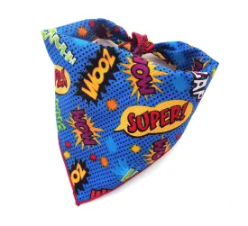 Tie On Comic Strip Print Super Hero Inspired Everyday Dog Bandanna Colorful Classic Triangle Style Petwear Neckwear