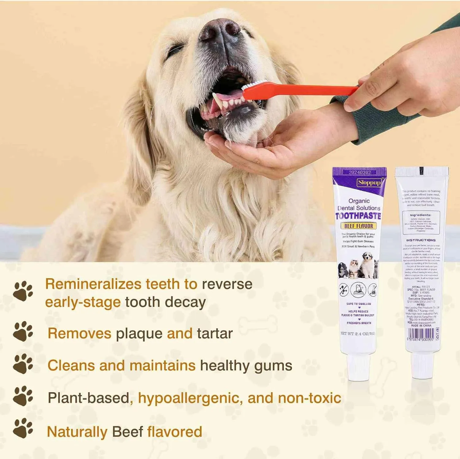 Toothpaste | Teeth Cleaning and Fresh Breath Dental Care for Boxer and Other Working Dogs | Soothes Inflamed Gums | Safe for Puppies | Vet Formulated 2 Pack (4.8 OZ)