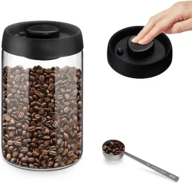 Vacuum Coffee Canister for Coffee Bean Storage, 1.2L/40.6oz Airtight Coffee Storage Container, Glass Manual Vacuum Seal Coffee Container with Scoop for Coffee Bean, Ground Coffee, Tea