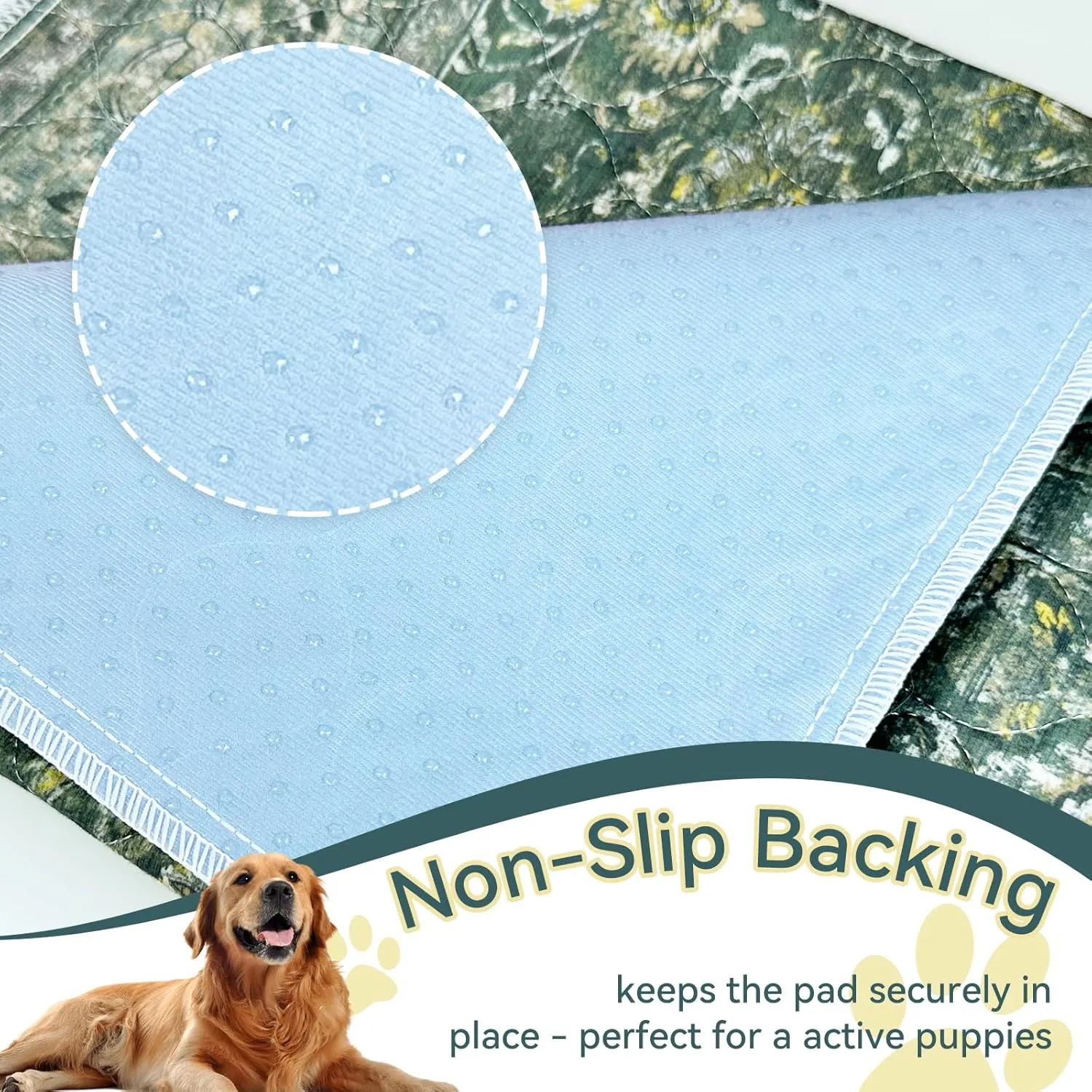 Washable Pee Pads for Dogs, Reusable Non-Slip Puppy Pads with Super Absorbent, Waterproof Rug for Training Travel Whelping Housebreaking Incontinence Crate