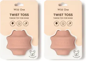 Wild One Small Twist Toss Dog Toy 100% Natural Rubber, Fun to Chew, Durable for All Breeds, Fetch Toy, Treat Dispensing Blush Set of 2