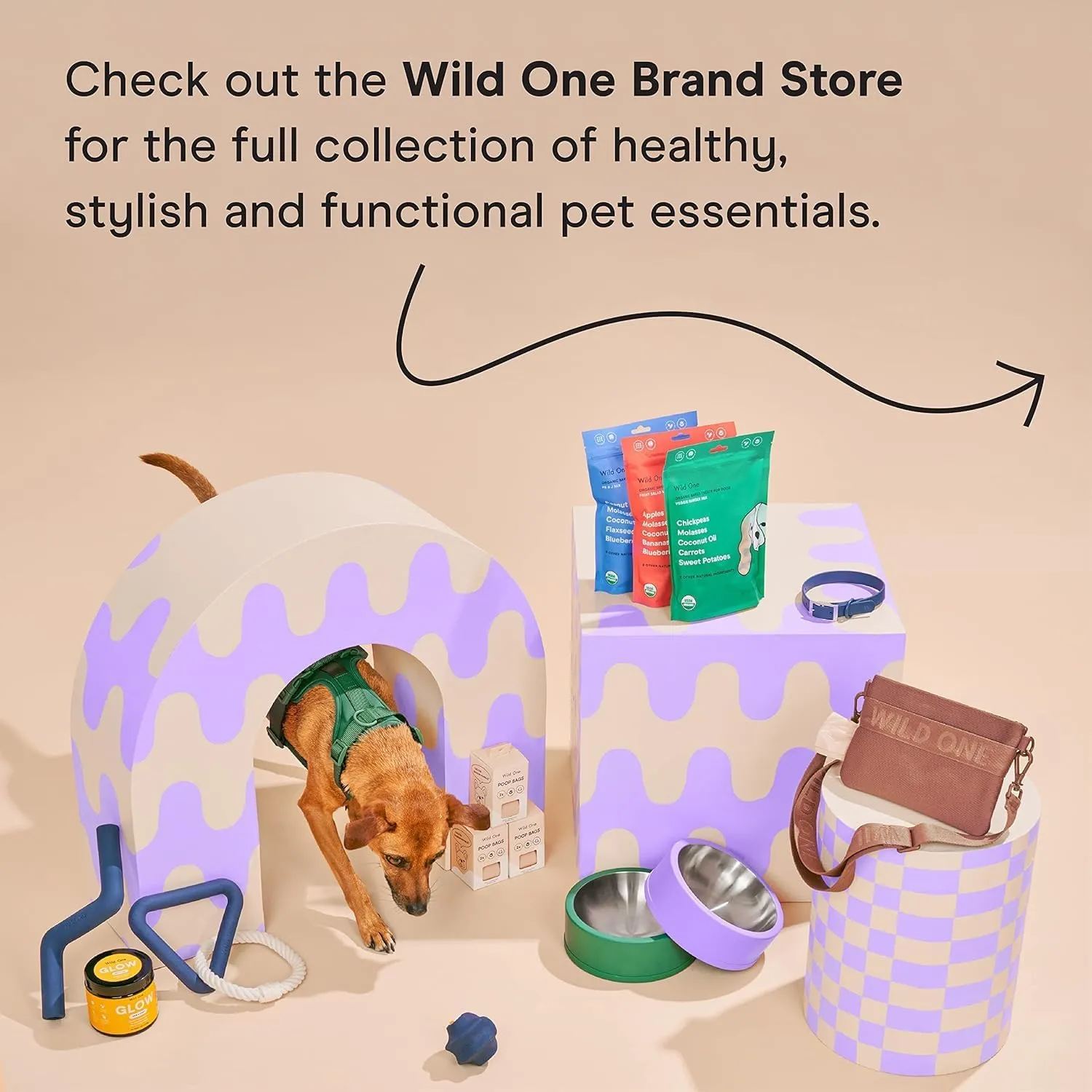 Wild One Small Twist Toss Dog Toy 100% Natural Rubber, Fun to Chew, Durable for All Breeds, Fetch Toy, Treat Dispensing Blush Set of 2