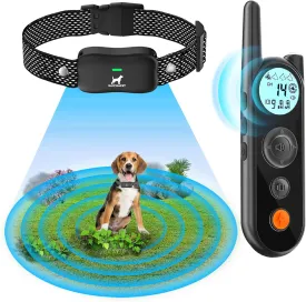 Wireless Dog Fence System - 25FT to 3500FT, Electric Fence for Dogs, Dog Shock Collar with Remote, 3 Safe Training Modes (Beep,Vibration, Shock), 185 Days Standby Time, LED Light, Waterproof